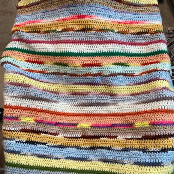 Crochet Multistriped Afghan Blanket Coastal Granny Farmhou… - Picture 5 of 6